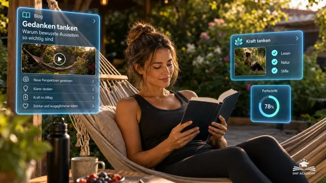 Frau liest ein Buch in einer Hängematte im Garten, Sommerlicht