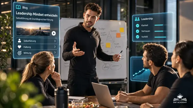 Führungskraft leitet ein kleines Team im Besprechungsraum, Whiteboard und Laptop, modernes Büro